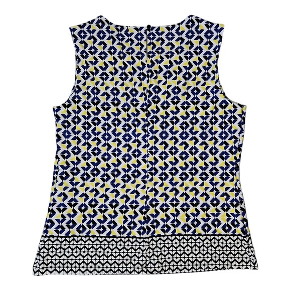 Calvin Klein Blouse Sleeevless Women's Petite Large (PL)White/Blue/Black/Yellow - Picture 3 of 6